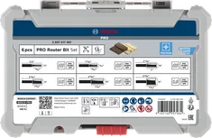 Juego de 6 fresas rectas para router Bosch PRO con vástago de 1/4 de pulgada.