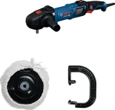 Pulidora Bosch GPO 14-180 S con mango y almohadilla de pulido.