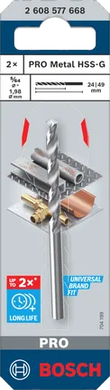 Broca helicoidal Bosch PRO Metal HSS-G de 1,98 mm para metal.