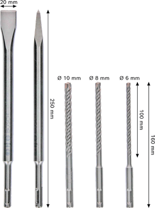 Juego de cinceles y brocas Bosch PRO SDS plus-4C, 5 piezas.