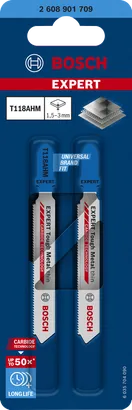 Hojas de sierra de calar de carburo Bosch EXPERT Tough Metal T118AHM.