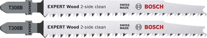 Hojas de sierra de calar Bosch EXPERT Wood T308B de limpieza por ambos lados, paquete de 2.
