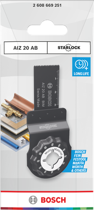 Hoja de corte multimaterial Bosch Starlock de 20 x 30 mm.