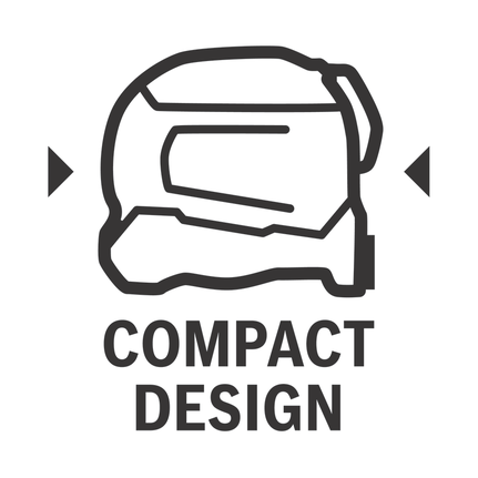 Cinta métrica de diseño compacto.