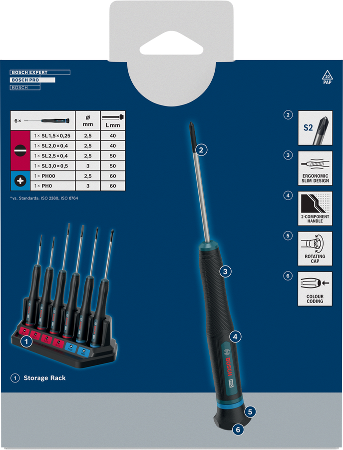Juego de destornilladores PRO Precision PH/SL, 6 piezas