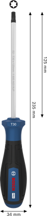 Destornillador Bosch PRO TX30 x 125 mm con mango ergonómico.
