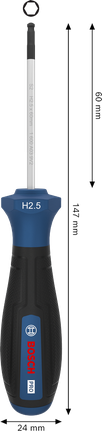 Destornillador Bosch PRO H2.5 x 60 mm con mango ergonómico.