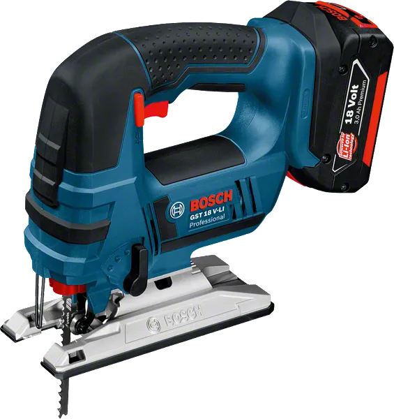 Sierra de calar inalámbrica Bosch GST 18 V-LI con batería de 18 V.