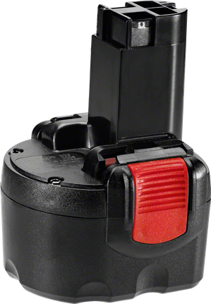 Bosch 9V akutööriista aku punase vabastusklambriga.