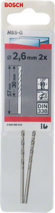 Bosch 2,6 mm HSS-G metallipuurid 2 tk pakis.