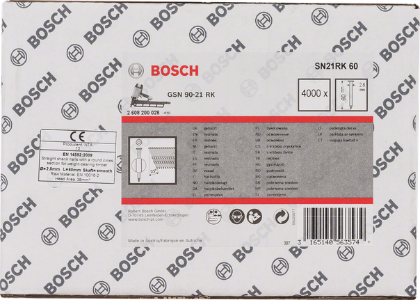 Bosch GSN 90-21 RK naelad tugevaks kinnitamiseks.