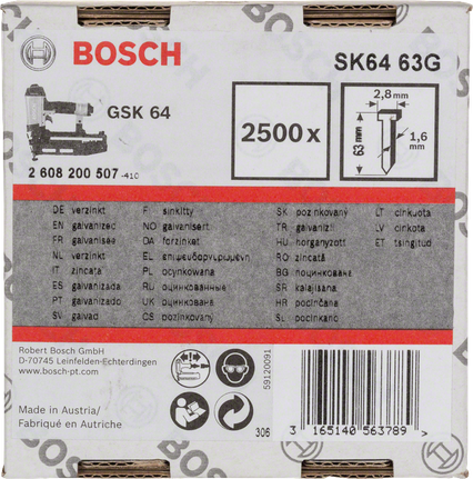 Bosch SK64 63G viimistlusnaelad 63mm 2500x.