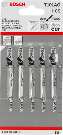 Bosch T101AO tikksae terad 5 tk pakis.