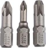 Bosch 3-osaline eriti kõva kruvikeerajaotsakute komplekt PZ1, PZ2, PZ3.