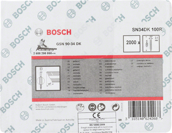 Bosch GSN 90-34 DK sirge varrega naelad, vaiguga kaetud.