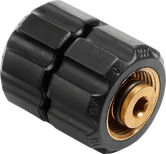 Mustast plastist voolikuühendus.