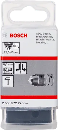 Bosch võtmeta puuripadrun 1,5–13 mm mitmele kaubamärgile.