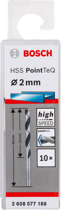 Bosch HSS PointTeQ 2 mm kiire puuriterade pakk.