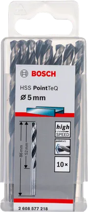 Bosch HSS PointTeQ 5 mm keerdpuuriterade komplekt.
