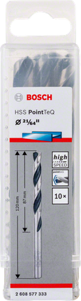 Bosch HSS PointTeQ 21/64-tollise keerdpuuriterade komplekt.
