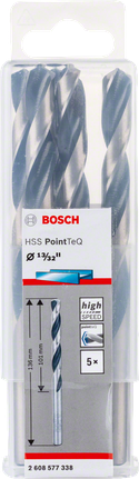 Bosch HSS PointTeQ 13/32-tollise puuriterade komplekt.