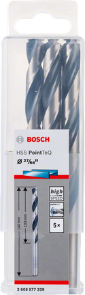 Bosch HSS PointTeQ 27/64-tolline puuriterade komplekt.