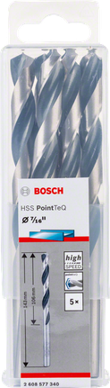 Bosch HSS PointTeQ 7/16-tolline puuriterade komplekt.