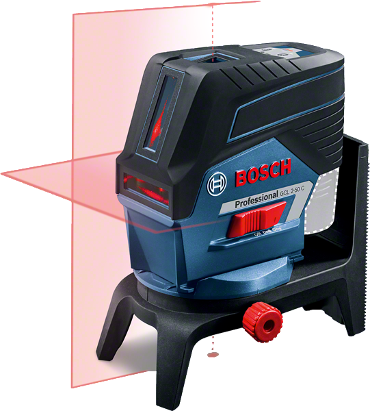 Bosch GCL 2-50 C lasernivelleerimisseade punaste ristjoontega.