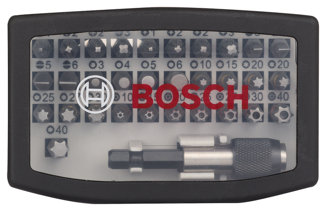 Bosch 25-osaline kruvikeerajaotsakute komplekt kiirvahetusadapteriga.