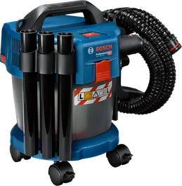 Bosch GAS 18V-10 L akuga märg-kuivtolmuimeja ratastel.