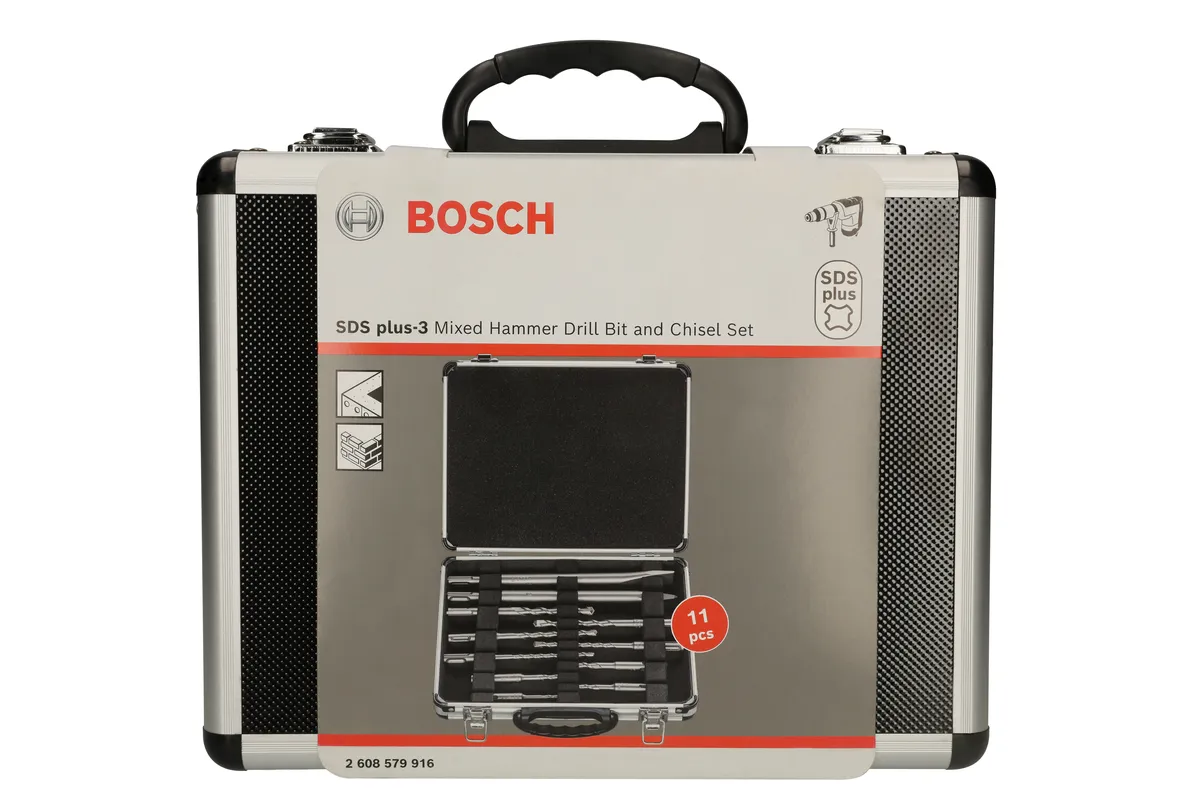 Bosch 11-osaline SDS plus-3 haamripuuriterade ja peitlite komplekt.
