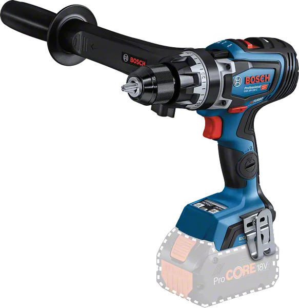 Bosch GSB 18V-150 C akuga kombipuurtrell külgkäepidemega.