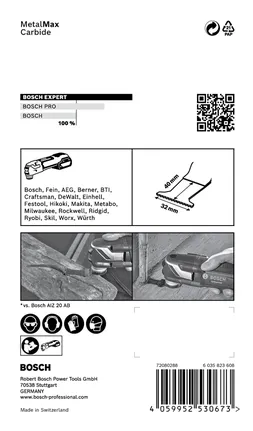 Bosch EXPERT MetalMax multitööriista tera 40 × 32 mm 5 tk pakis.