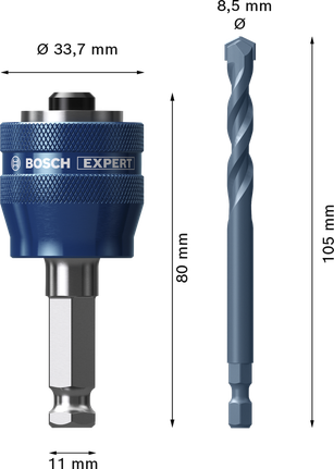 Bosch EXPERT Power Change Plus augusaesüsteem spindel ja TCT-puur 8,5 mm.