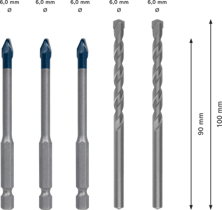 Bosch EXPERT HEX-9 kõvade keraamiliste puuriterade komplekt 6 mm.