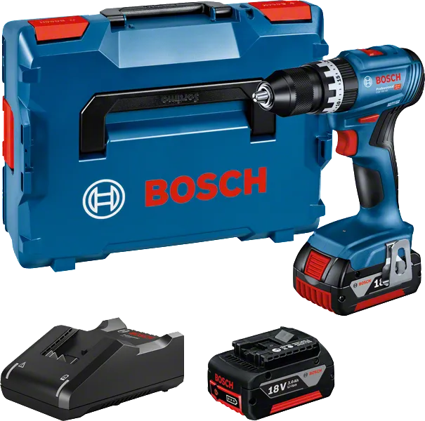 Bosch GSB 18V-45 puurkomplekt koos aku ja laadijaga.