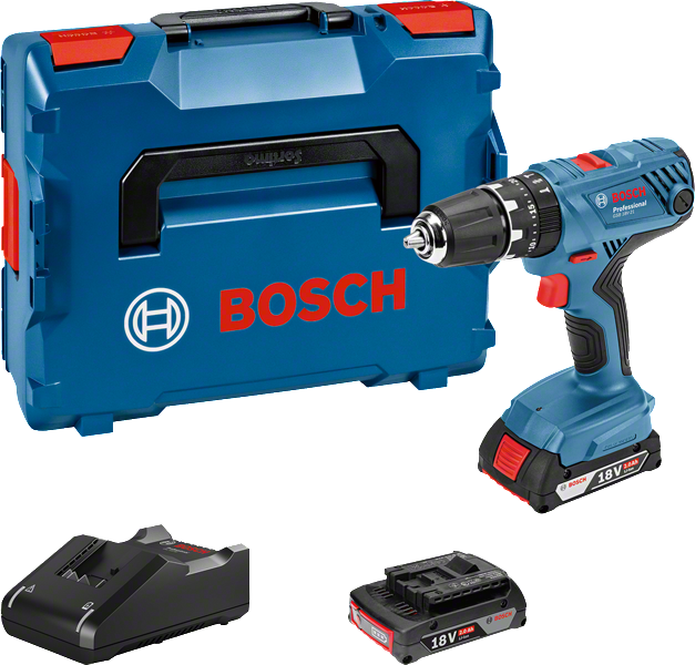 Bosch GSB 18V-21 akuga puurkomplekt koos kohvri ja laadijaga.