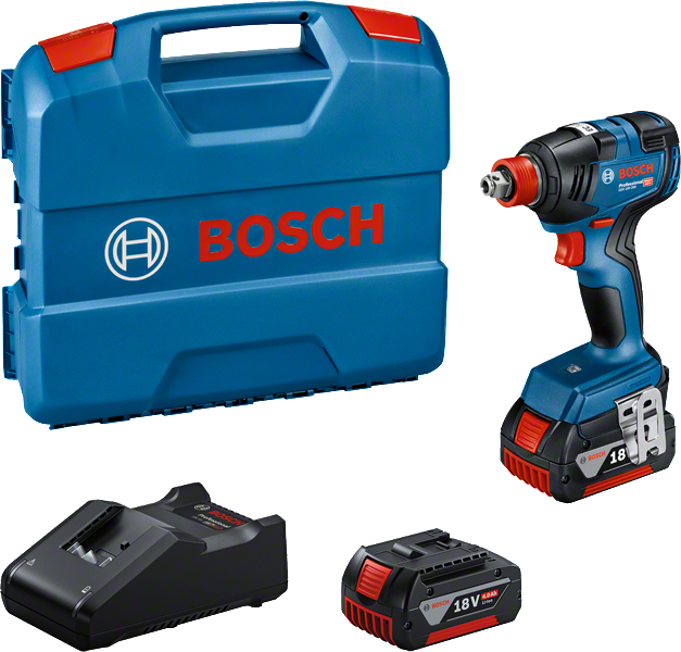 Bosch GDX 18V-200 löökkruvikeeraja koos kohvri ja akudega.