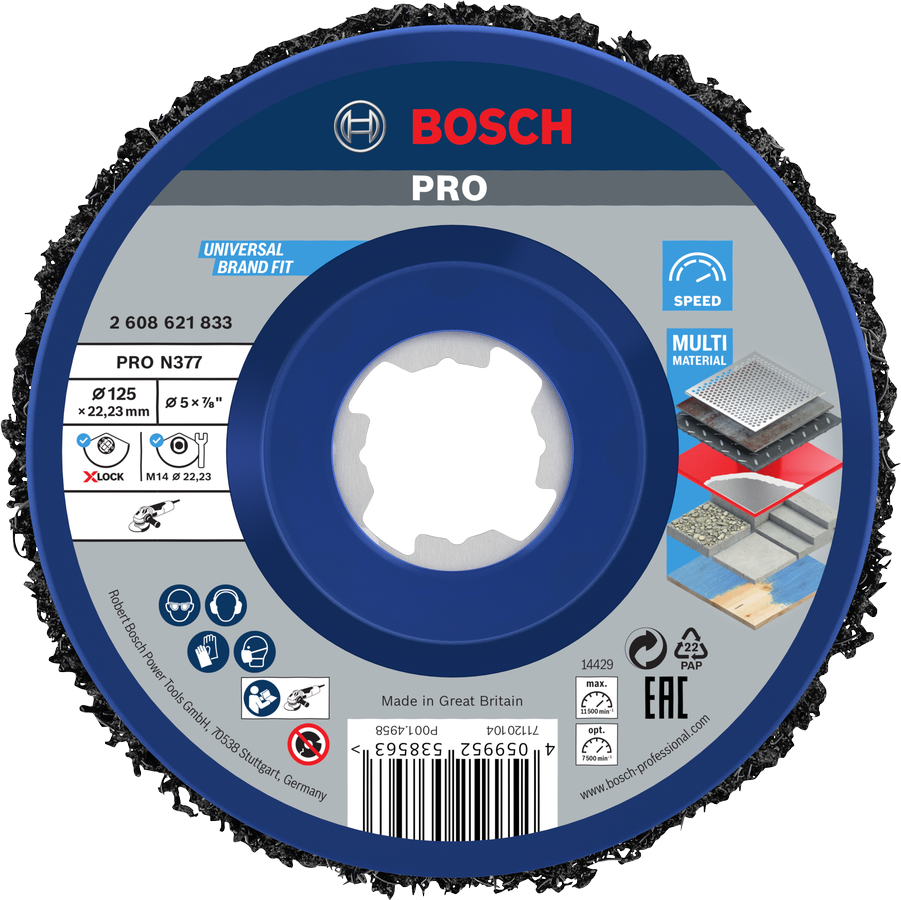 Bosch PRO N377 puhastusketas 125 mm X-Lock mitme materjali jaoks.