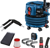 Bosch GAS 18V-12 akuga märg-kuivtolmuimeja koos lisatarvikutega.