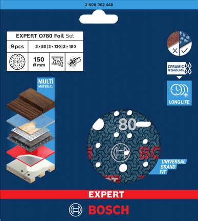 Bosch EXPERT O780 fooliumiga lihvimisketaste komplekt 150 mm.
