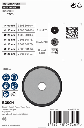 Bosch PRO alusplaat pehme 125 mm M10.