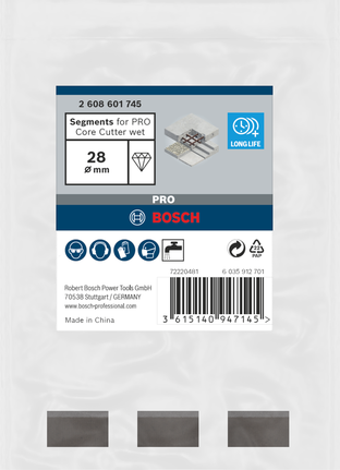 Bosch segmendid PRO märgkroonfreesile 28×10 mm 1 1/4″ UNC 3 tk.