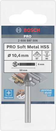 Bosch PRO Soft Metal HSS süvistuspuur 10,4 mm.
