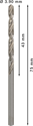 Bosch PRO Metal HSS-G 3,9 mm keerdpuur, pikkus 75 mm.