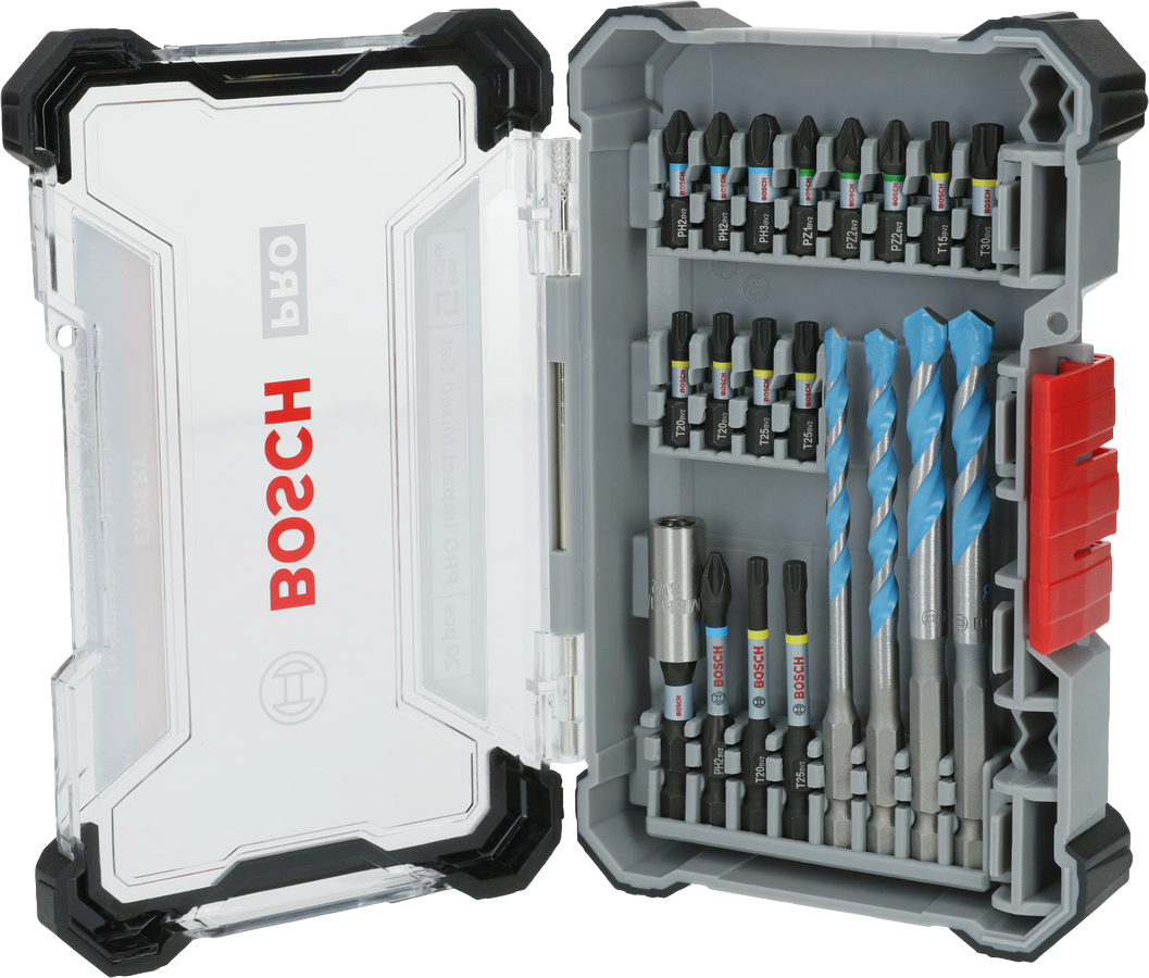 Bosch PRO Impact segakomplekt 20 osa erinevate otsakutega.