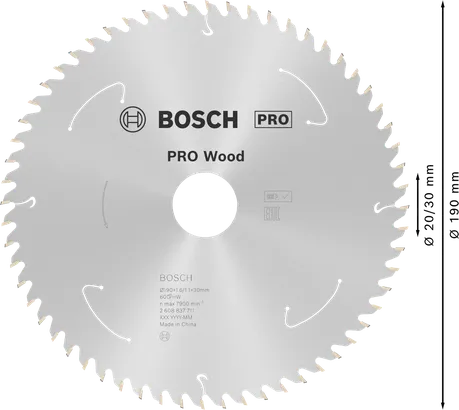 Bosch PRO Wood ringsae tera, 190 mm 60T.