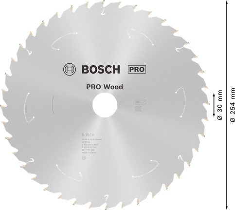 Bosch PRO Wood ringsae tera 254 mm akusaagidele.