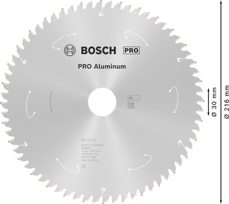 Bosch PRO alumiiniumist 216 mm ringsaeleht 64T.