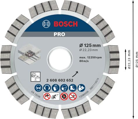 Bosch PRO Concrete teemantketas 125 mm betooni lõikamiseks.